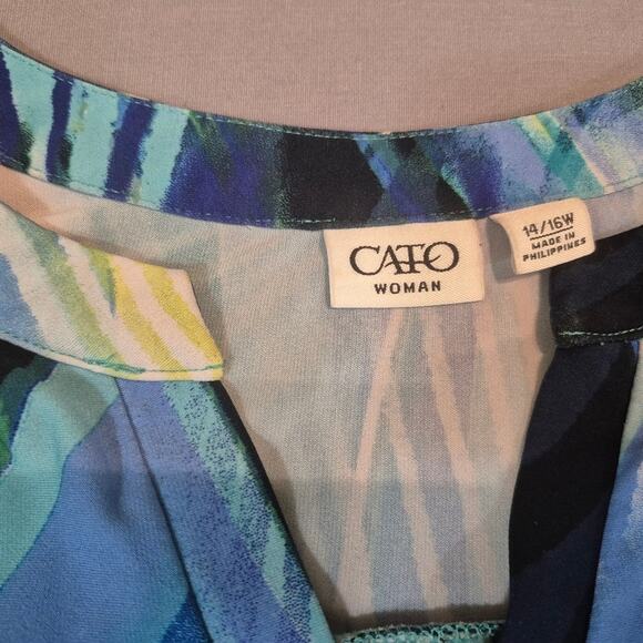 Cato | Blue and Green Swirl Blouse | Size 14-16W - Picture 4 of 8